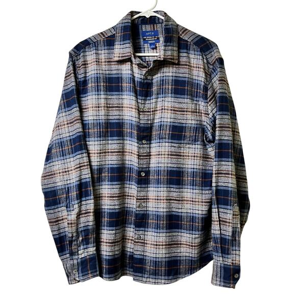Apt 9 Button Front Flannel Standard Untucked Fit L (2714) - Picture 1 of 3